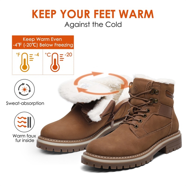 Water Resistance Faux Fur Winter Boots - TAN - 3